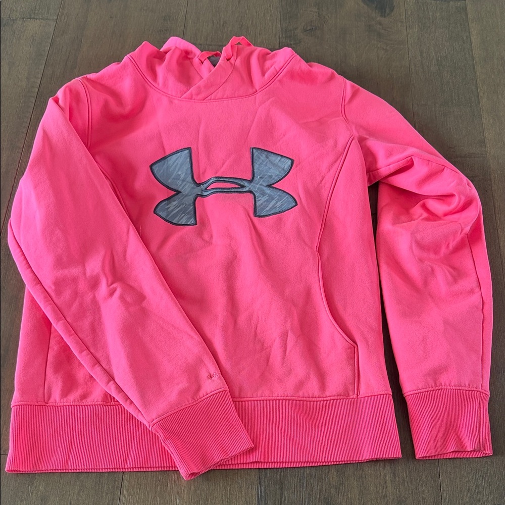 Under Armour Kids Bright Pink Hoodie with Gray Logo